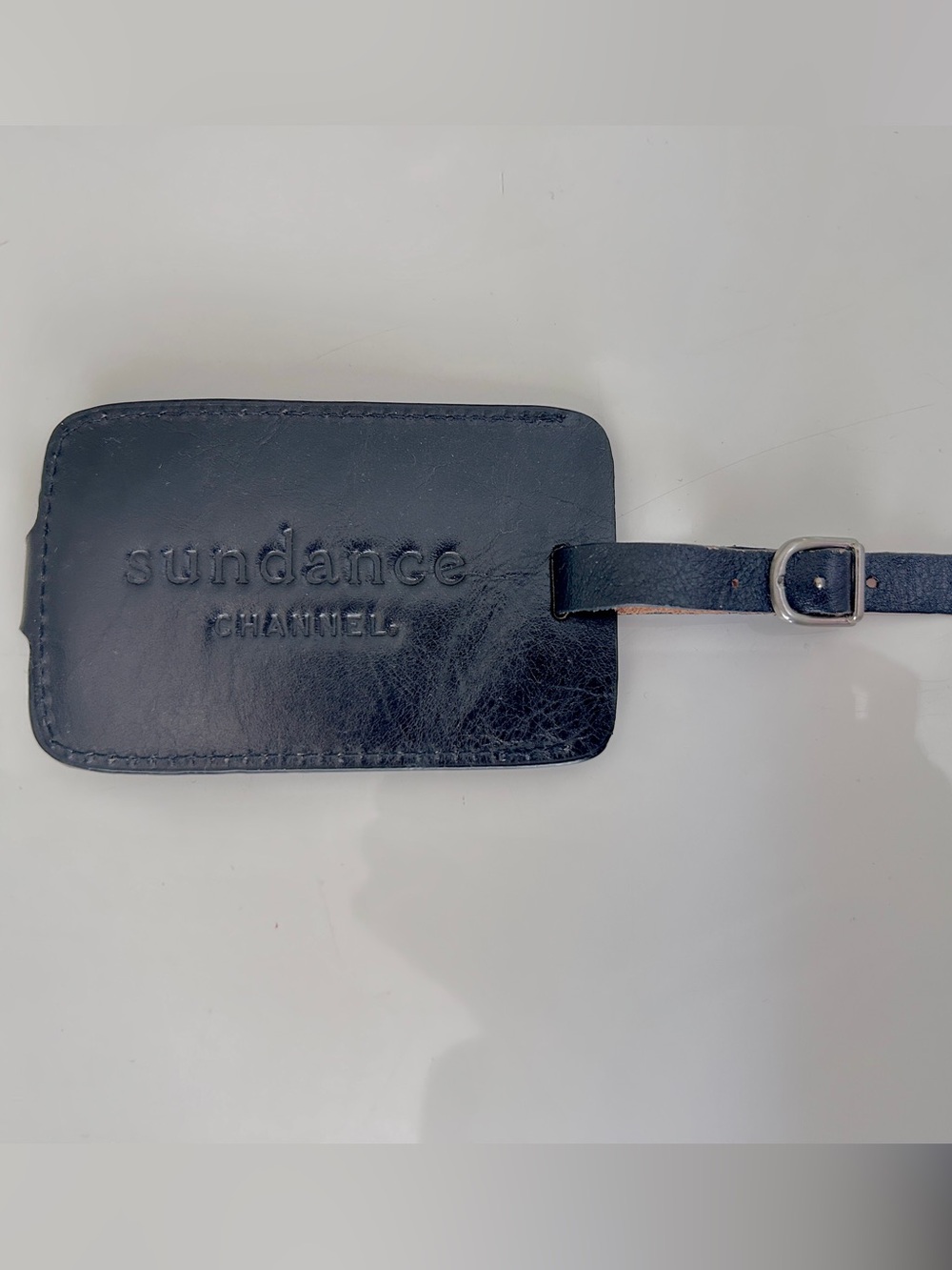 Sundance Channel Film Festival Leather Luggage Tag Black New Rare Kenneth Cole
